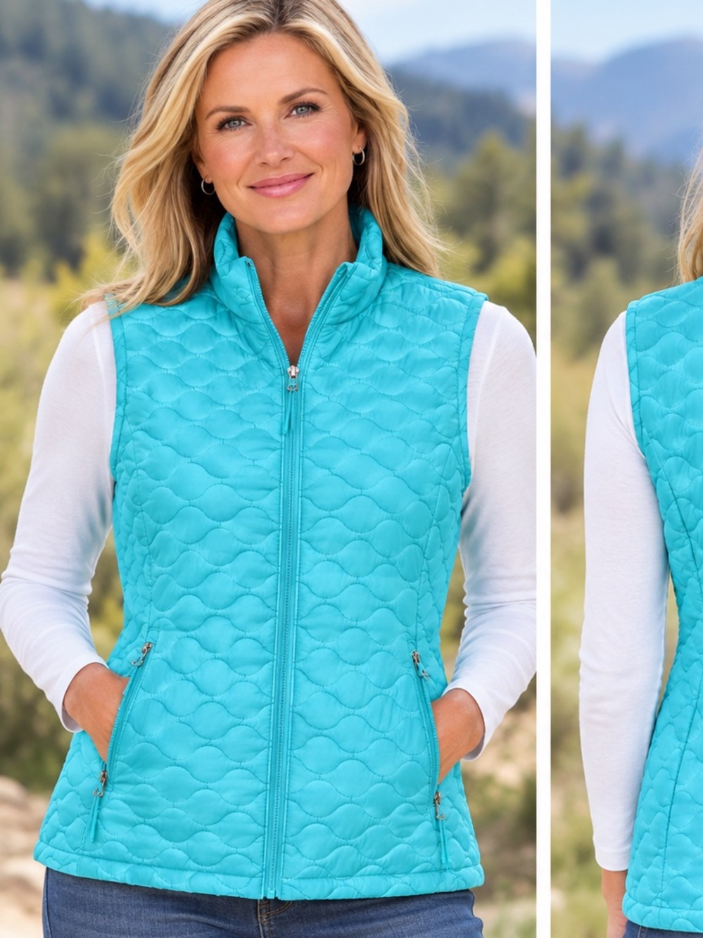 Free Country Aqua Mint Quilted Vest size medium